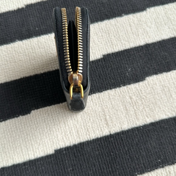 Black Prada Mini Zip Around Gold Saffiano Leather Wallet - Picture 6 of 6